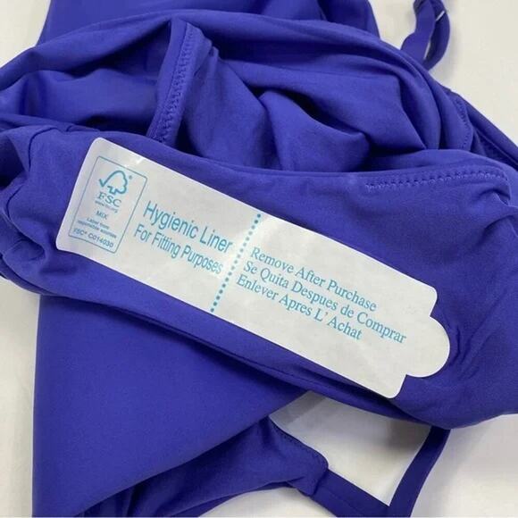 NWT Andie The Samoa Cutout OnePiece Swimsuit Removable Cups XL Lapis Purple - Picture 9 of 12